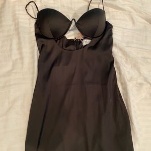 Oh Polly Black satin cut out dress!